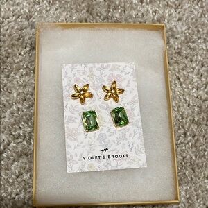 Gold and Green Earrings